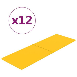 Panele ścienne, 12 szt., żółte, 90x30 cm, aksamit, 3,24 m²