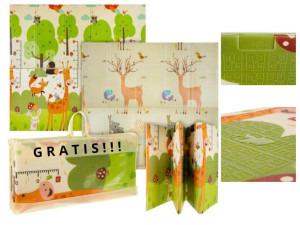 MATA Edukacyjna PIANKOWA Składana Dwustronna 180x200x1,5cm GRATIS