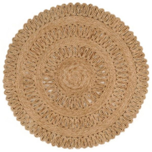 Ręcznie pleciony dywan z juty, 90 cm, okrągły