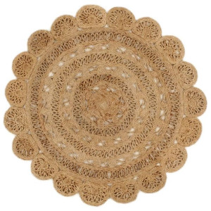 Ręcznie pleciony dywan z juty, 120 cm, okrągły