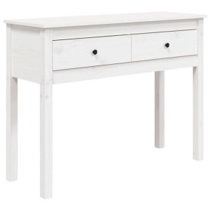Stolik konsolowy, biały, 100x35x75 cm, lite drewno sosnowe