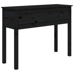 Stolik konsolowy, czarny, 100x35x75 cm, lite drewno sosnowe