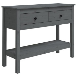 Stolik konsolowy, szary, 100x35x75 cm, lite drewno sosnowe