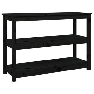 Stolik konsolowy, czarny, 110x40x74 cm, lite drewno sosnowe