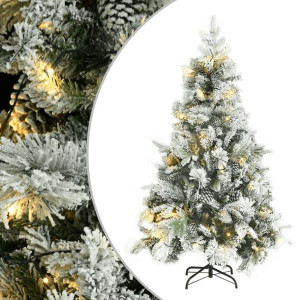 Choinka flokowana śniegiem z LED i szyszkami, 120 cm, PVC i PE