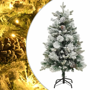 Choinka flokowana śniegiem z LED i szyszkami, 150 cm, PVC i PE