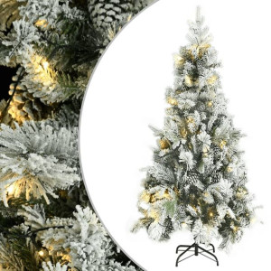Choinka flokowana śniegiem z LED i szyszkami, 225 cm, PVC i PE