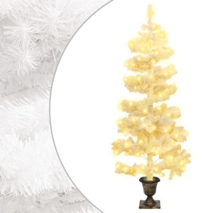 Spiralna choinka ze stojakiem i LED, biała, 120 cm, PVC
