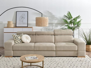 Nowoczesna Sofa Z Ruchomymi Zagłówkami Beverly 3 Beż