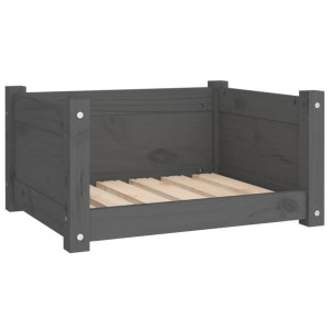 Legowisko dla psa, szare, 55,5x45,5x28 cm, lite drewno sosnowe