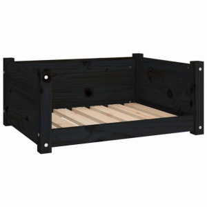 Legowisko dla psa, czarne, 65,5x50,5x28 cm, lite drewno sosnowe