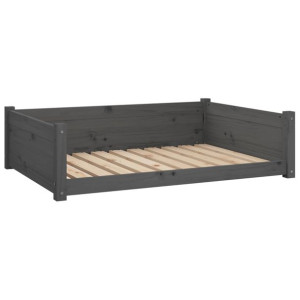 Legowisko dla psa, szare, 95,5x65,5x28 cm, lite drewno sosnowe