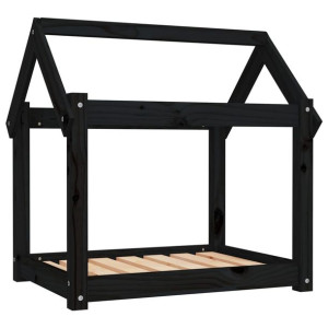 Legowisko dla psa, czarne, 71x55x70 cm, lite drewno sosnowe