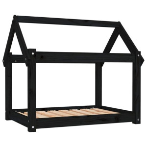 Legowisko dla psa, czarne, 81x60x70 cm, lite drewno sosnowe