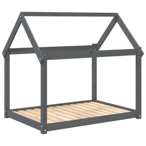 Legowisko dla psa, szare, 111x80x100 cm, lite drewno sosnowe
