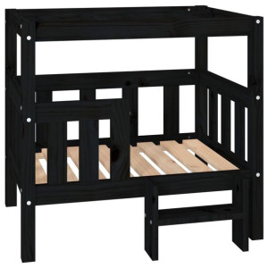 Legowisko dla psa, czarne, 75,5x63,5x70 cm, lite drewno sosnowe