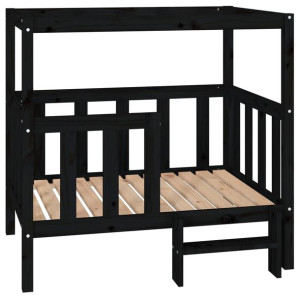 Legowisko dla psa, czarne,105,5x83,5x100cm, lite drewno sosnowe