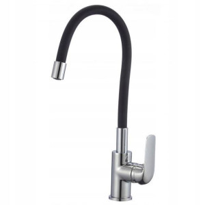 HYDROLAND Bateria kuchenna chrom z czarną wylewką