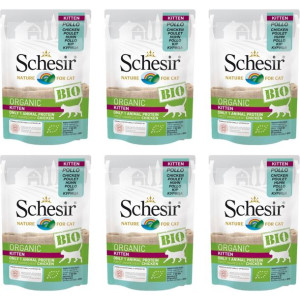 SCHESIR BIO kurczak dla kociąt saszetka ZESTAW 6 x 85g