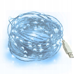 30 Mikro Led Drucik Lampki Na Usb Białe Zimne