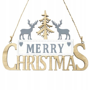 Świąteczna Zawieszka Merry Christmas Szara