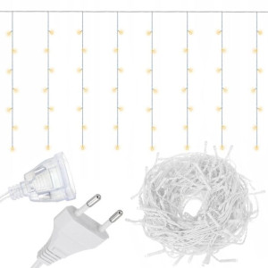 100led Lampki Kurtyna Świetlna 0,6x4m Ciepły Biały