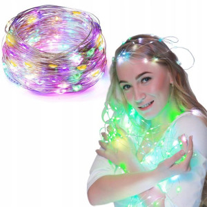 100 Mikro Led Drucik Lampki Na Baterie Multikolor
