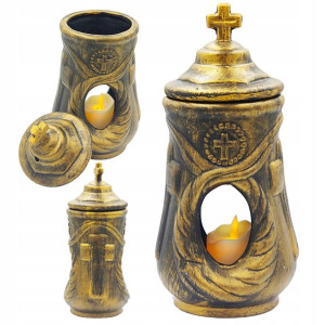 Znicz Ceramiczny Wypalany W Kolorze Stare Złoto