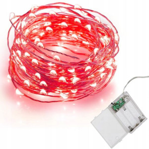 20 Mikro Led Drucik Lampki Na Baterie Czerwone