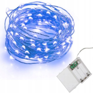 20 Mikro Led Drucik Lampki Na Baterie Niebieskie