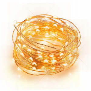 Lampki Druciki 20 Led Baterie Białe Ciepłe Światło
