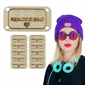 10x Handmade Drewniane Tabliczki Metki Rękodzieło