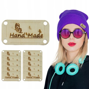 10x Handmade Drewniane Tabliczki Metki Rękodzieło