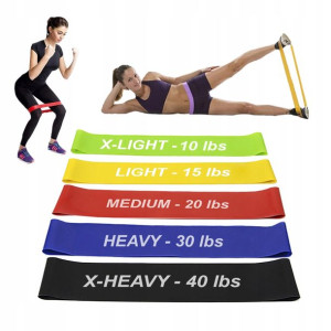 Gumy Opaski Fitness Oporowe Różne Siły Oporu 5 Szt
