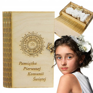 Drewniane Pudełko Pamiątka Komunijna I Komunia Św