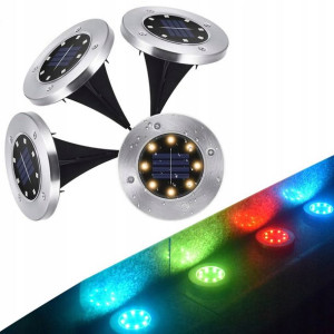4x Lampki Lampy Solarne Wbijane Gruntowe Rgb