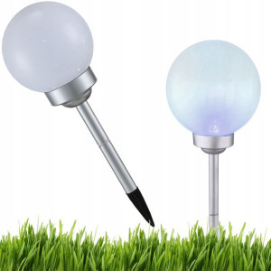 Lampa Lampka Ogrodowa Led Solarna Kula Biała 20cm