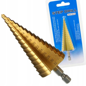 Wiertło Stożkowe Stopniowe Tytanowe Hss 4-32mm