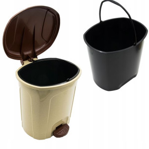 Kosz Na Śmieci Z Pedałem Beżowo Brązowy 5,5l