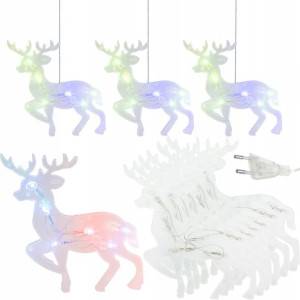6x Renifery Wiszące Lampki Choinkowe Kurtyna Led