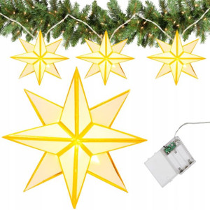 Lampki Choinkowe Gwiazdy 8 Ramion Led Biały Ciepły