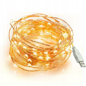 30 Mikro Led Drucik Lampki Na Usb Białe Ciepłe