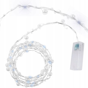 20x Perły Mikro Led Drucik Lampki Białe Zimne