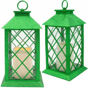 Duży Lampion Latarnia 32 Cm Brokat Świecznik Led