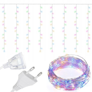 200led Lampki Kurtyna Świetlna 0,6x3m Multikolor