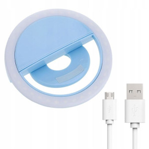 Lampa Led Selfie Ring Do Telefonu Usb Niebieska