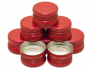 100 Szt Zakrętki Nakrętki Butelki Fi28mm Czerwone