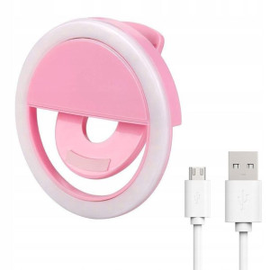Lampa Led Selfie Ring Do Telefonu Usb Różowa