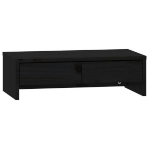 Podstawka na monitor, czarna, 50x27x15 cm, lite drewno sosnowe
