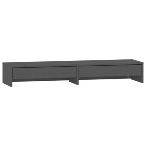 Podstawka na monitor, szara, 100x27x15 cm, lite drewno sosnowe
